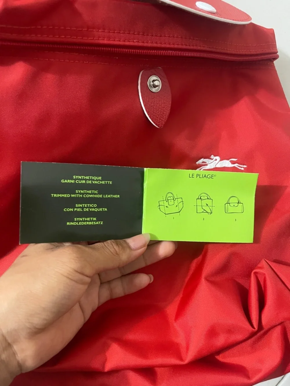 Longchamp Red Nylon Small Backpack with Silver Horse Emblem